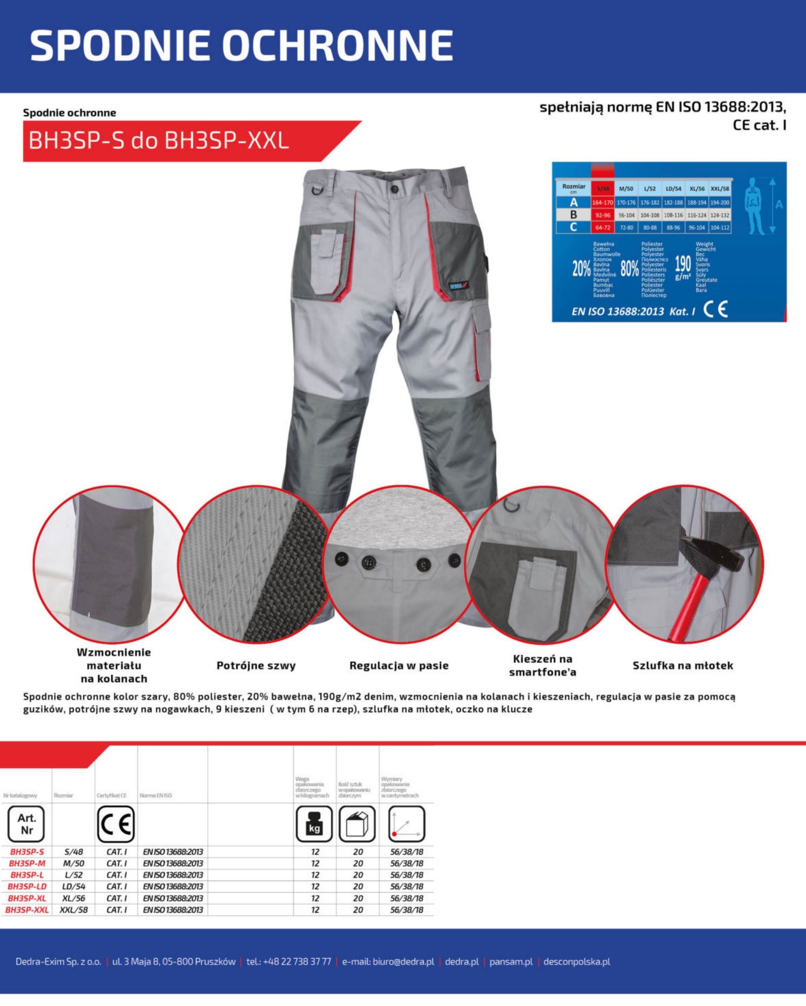 Pantaloni de protecţie, gri, Comfort line - imagine 2
